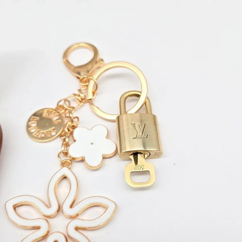 Authentic Louis Vuitton Luggage Nametag and Gold Padlock with Unbranded Keycharm - Picture 8 of 9